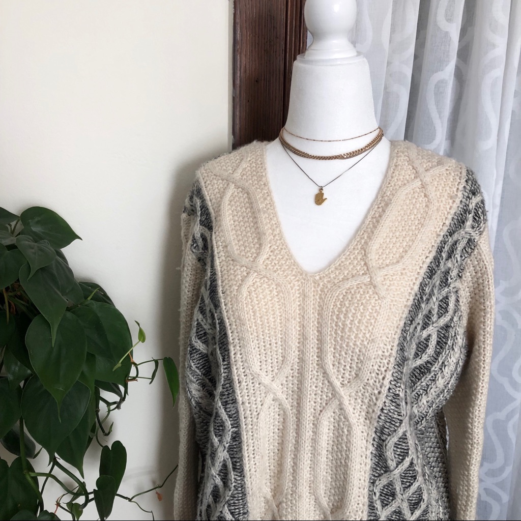 Derek Lam 10 Crosby Cable Knit V-Neck Sweater